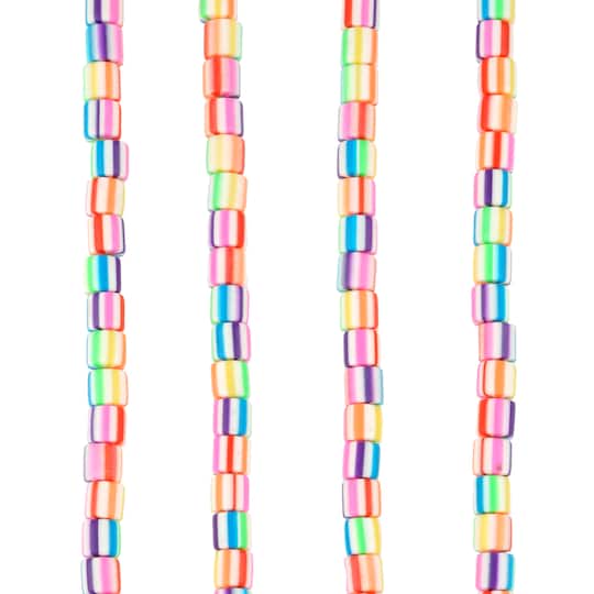12 Pack: Multicolor Striped Clay Tube Beads, 5.8mm by Bead Landing™